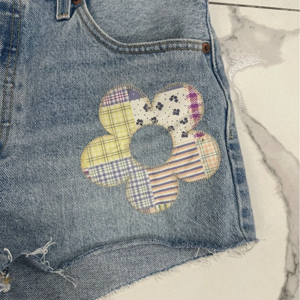 Levi's Premium 150 Anniversary Shorts Women Sz 29 501 Original Fit Patched Big E